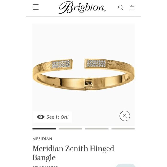 Brighton Meridian Zenith Hinged Bangle Hammered Gold Plated Bracelet - Picture 5 of 5